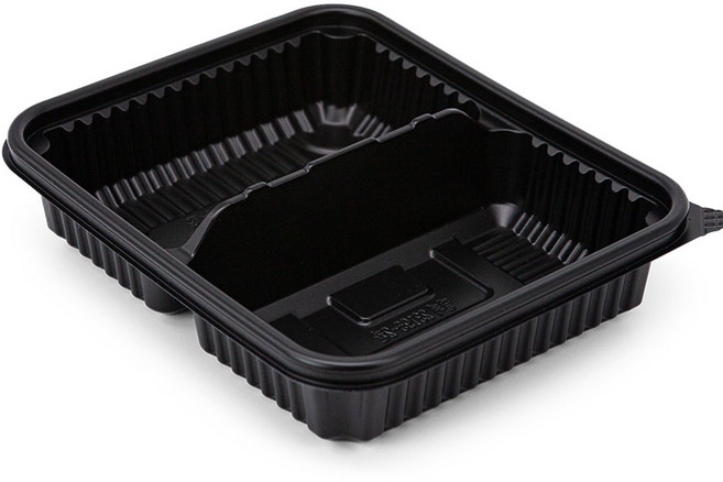 [일용상회]사각 찜용기 JH 23195-2A 중 2칸 50세트 검정, 50개, 1세트