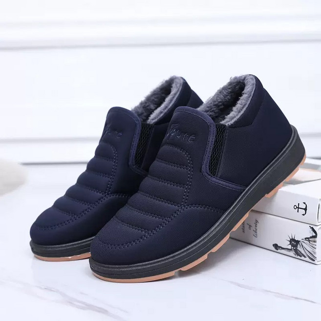 BLTER 남성 겨울 방한화 털신발 기모 털 따뜻한 패션 볍고 편한 발편한 겨울 슬립온 미끄럼방지 방한화 겨울 발편한 남성 스니커즈 남자 스노우 부츠M805