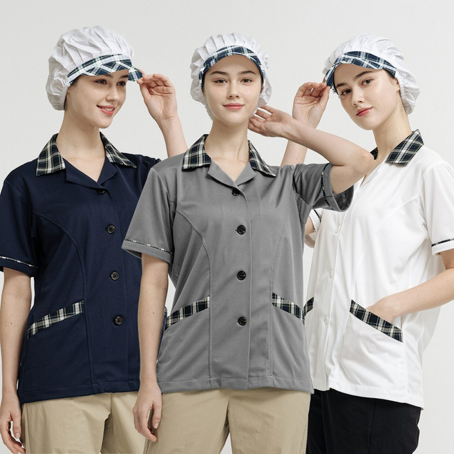 제이앤제이몰 쿨스판 타탄 위생복_ 반팔 셔츠(3color)