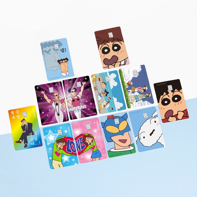 짱구는못말려 1+1 카드스티커 신용 교통 체크, S (스몰), 1개, 짱구