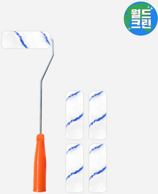 월드크린 이지 페인트 롤러대 롱 4호 75mm+이지 리필 4호 100mm 5p 로라 도배 미장 도장 셀프 페인팅, 이지페인트롤러대롱4호+이지리필4호5p, 혼합색상