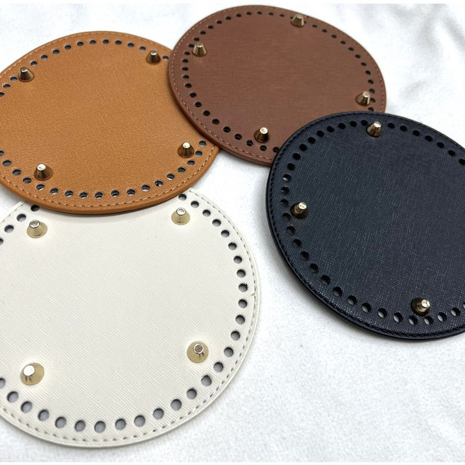 뜨신) 원형 가죽 가방 바닥(지름 15cm) 뜨개질 코바늘 대바늘, 카멜브라운, 1개