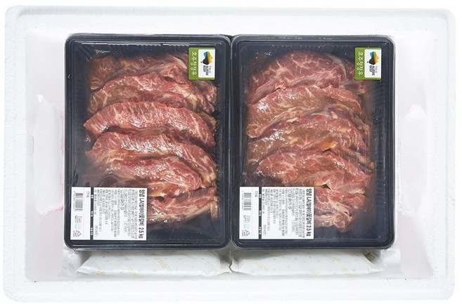 (매장정품) 코스트코 호주산 양념 LA 꽃갈비 2.5kg x 2팩 대용량 대량 소고기 비프 선물 Gyunwoo 견우푸드갈비 Food갈비 232120