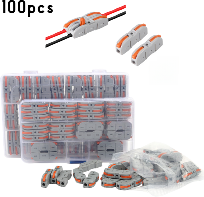 준성유통 전선 연결 와이어 커넥터 전기케이블 직결형 레버형 연결단자 갈색, 100개