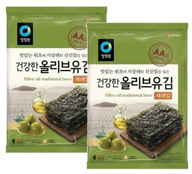 청정원 올리브유 재래김 전장 (5매), 2개, 20g