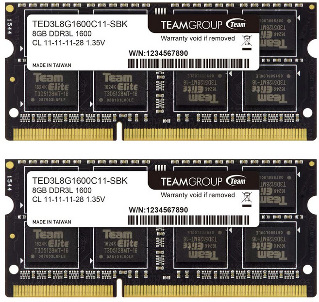 TEAMGROUP 엘리트 DDR3L 16GB Kit (2 x 8GB) 1600 CL11 노트북 메모리 모듈 RAM 업그레이드 (TED3L16G1600C11DC-S01), 1600MHz -16GB Kit (2x8GB), 1600MHz -16GB Kit (2x8GB)