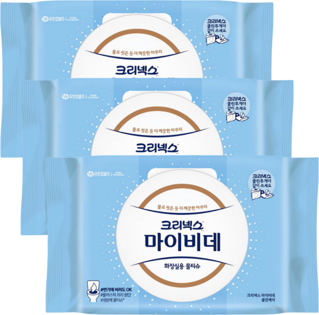 마이비데 화장실용 물티슈 캡형, 55g, 60매, 3개