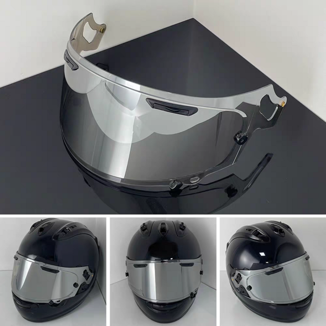 適用 Arai RX7X 鏡片 日夜通用 電鍍透明幻彩極光 高透光 擋風鏡片, 極光銀, 1個