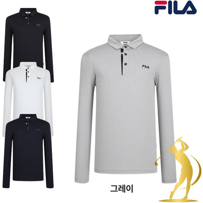 (신상) FILA 휠라 골프 남성 카라 긴팔티 크레오라 원단 폴로 부드럽고 신축성 좋은 필드 의류