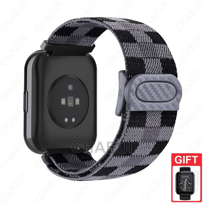 適用於 Realme Watch 5 3 Pro 錶帶 Realme Watch 2 Pro S 尼龍錶帶 碳纖紋扣錶帶, 1個, 格紋灰,Realme Watch S/S Pro, 格紋灰