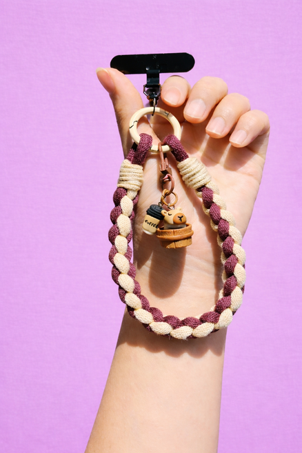 플로우 카피바라 인형 핸드메이드 핸드폰 스트랩 가방고리 차량용 키링, 1개, 레드