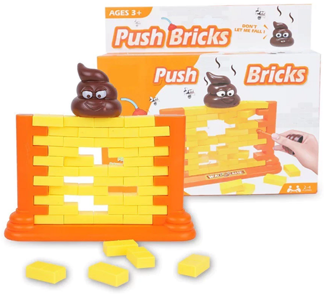 推磚塊遊戲親子互動桌遊益智玩具2-4人遊戲3歲以上適用便便造型, 1個