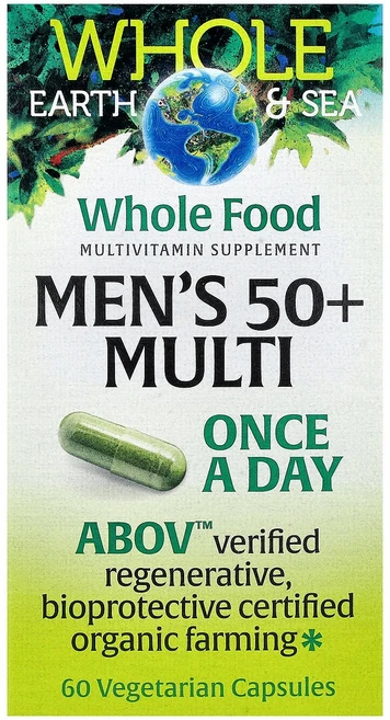 Natural Factors Whole Earth & Sea® Men's 50+ Multi 60 Vegetarian Capsules, Natural Factors, Whole Earth &, 1개 - 쿠팡