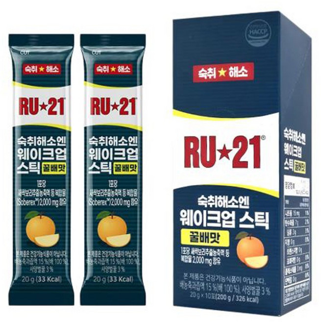 알유21 숙취해소엔 웨이크업스틱 꿀배맛, 10개, 20g