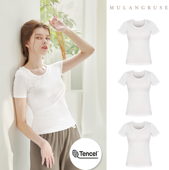 모달 여성 반팔런닝 여자 반팔티셔츠 무지/이너티 3종세트