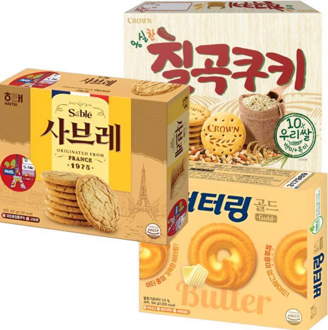 칠곡쿠키+사브레+버터링 대용량 세트구성, 1세트, 662g