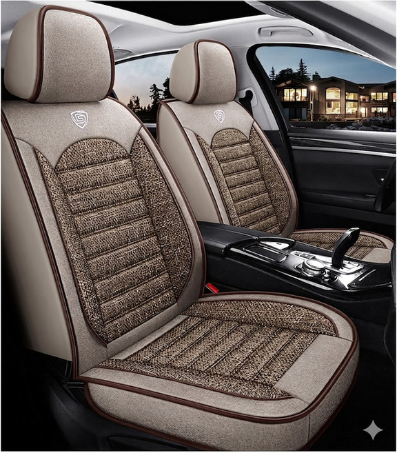 풀시트커버 자동차 방석등받이 쿠션감 시트 사계절 겨울에 따뜻 여름엔 시원뽀송 모닝 카니발 쏘렌토 싼타페, 1개, 미디엄 베이지