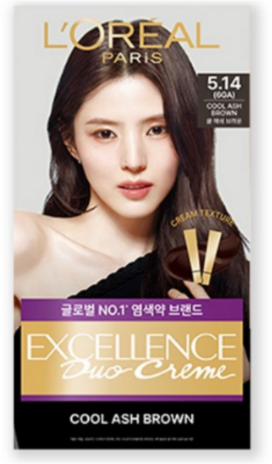 로레알파리 엑셀랑스 크림 염모제, 5.14호 쿨 애쉬 브라운, 10개