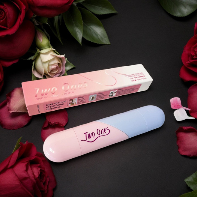 香水分裝瓶 雙頭直充式香水分瓶 二合一香水分裝瓶 香水隨身瓶, 1個, 湖水藍+粉色