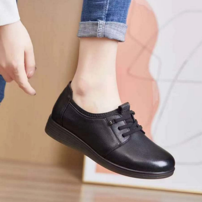 준영사랑 여성 가죽 단화 스니커즈 컴포트화 발볼조절 발편한 3cm