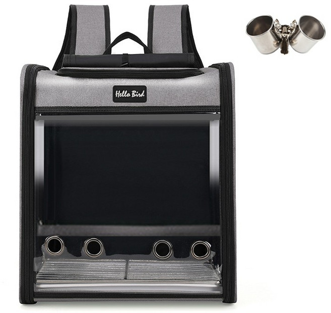 코차이 앵무새 고급 이동가방 휴대용 케이지 백팩 2컬러, 1세트, 그레이