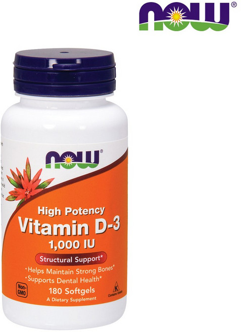 Now Foods 비타민 D-3 1000IU 소프트젤, 180정, 1개