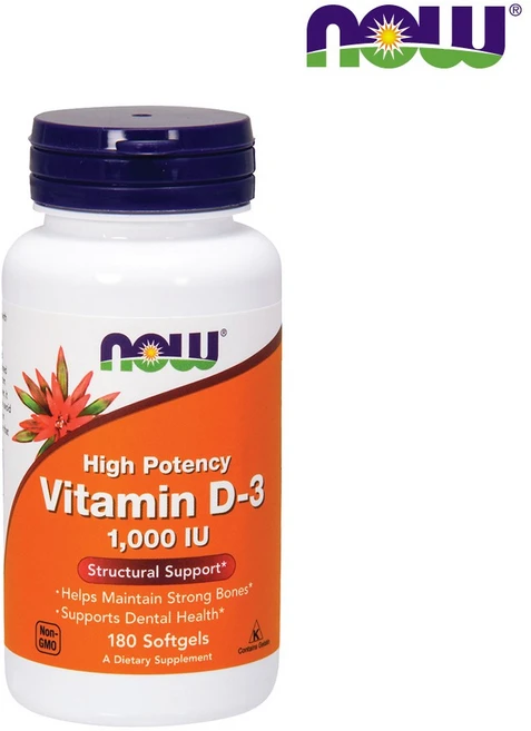 Now Foods 비타민 D-3 1000IU 소프트젤, 180정, 1개 - 쿠팡