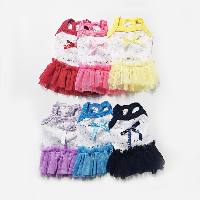 펀칭 리본 원피스 강아지옷 아기옷 애견의류, 1개, 블루리본