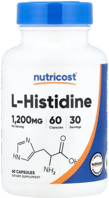 Nutricost l-히스티딘 캡슐 60정(캡슐 1정당 600mg) NCS-57604, Nutricost, l-히스티딘, 캡슐 60정(캡슐 1, 1개 - 쿠팡