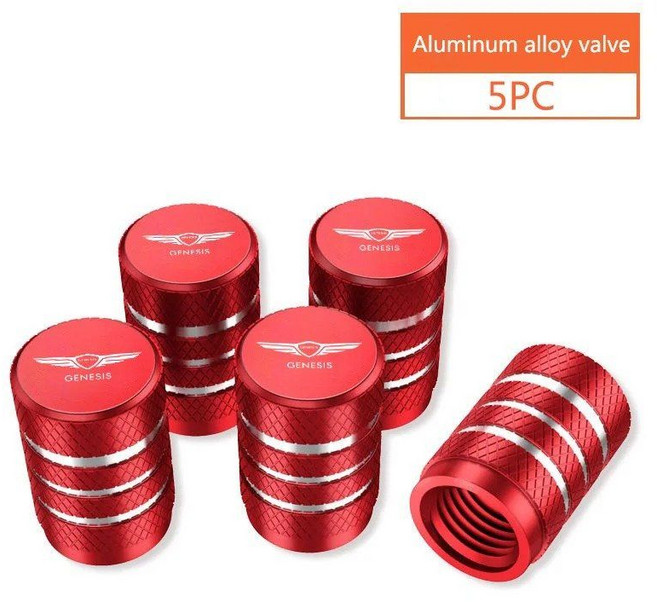 제네시스바퀴캡 5pc 자동차 타이어 밸브 캡 커버 G80 G70 GV80 G90 GV60 GV70 GV90, 5Pc-red