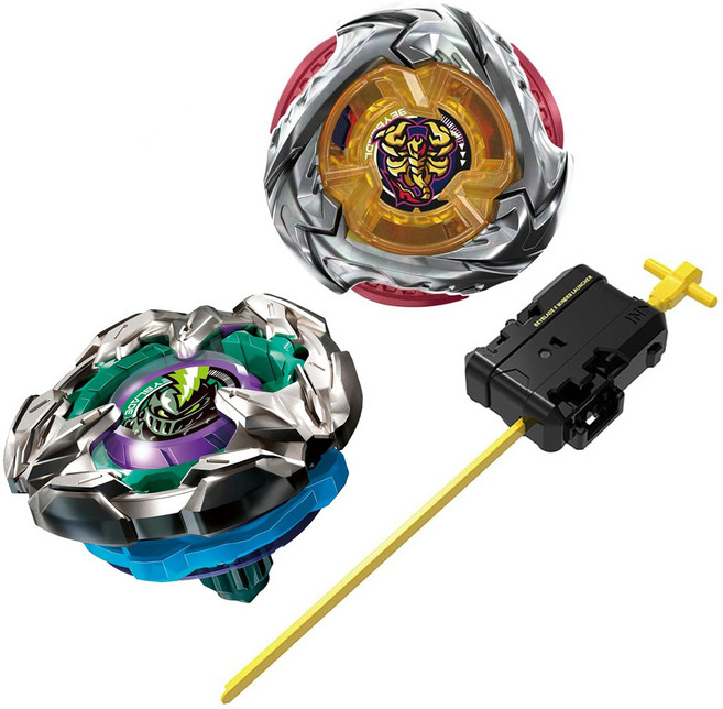 베이블레이드 UX-14 스콜피온 스피어 0-70Z 스타터 + BX-13 나이트랜스 4-80HN 팽이 세트, 1개, 혼합색상