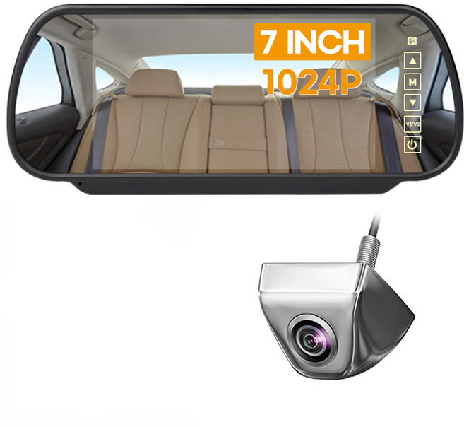 7인치 거울형 룸미러 모니터 후방카메라 풀세트 후진자동반응, 크롬