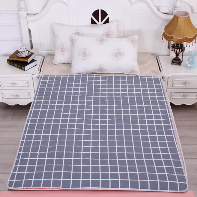 소소공감 성인 노인 환자 침대 방수 패드 매트 밀림 방지, 그레이 체크