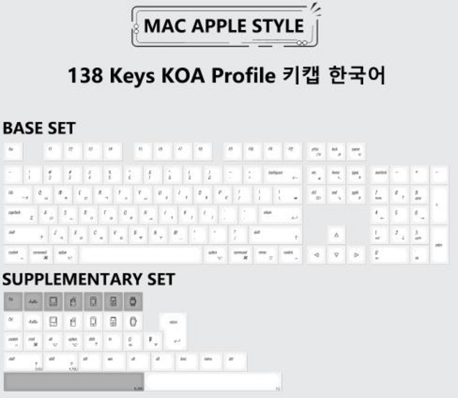 KBDiy Matcha KOA Keycap PBT 유사 MOA Keycaps Retro 7u MAC ISO 일본어 한국어 러시아어 143 기계식 키보드 용 키 캡 세트, Boxed, CHINA, 7)MAC Apple Style-KR