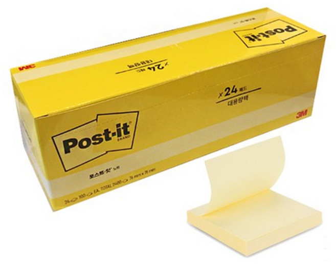 [위니즈] 3m 포스트잇 노트 대용량 NEW 654, 2400매, 노랑