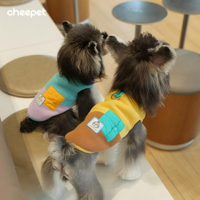 강아지 투톤 하네스 패딩조끼 봄 가을 겨울, 1개, 머스타드 브라운