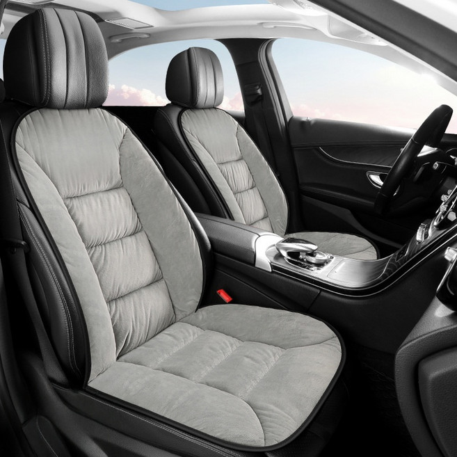겨울 차량용방석 차량용 프리미엄 따뜻한 간편장착 소파형 극세사 겨울 시트커버 방석 1인용, 1개, 그레이