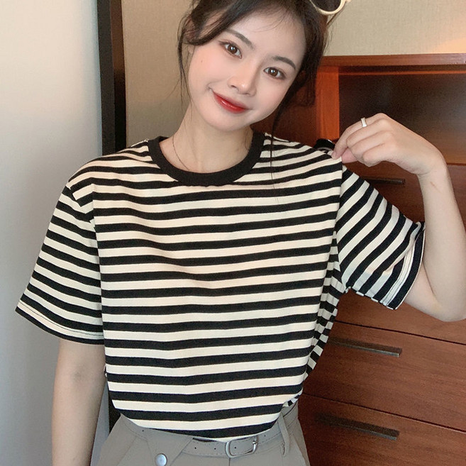 빅포레스트 여성 단가라 라운드 반팔 티셔츠