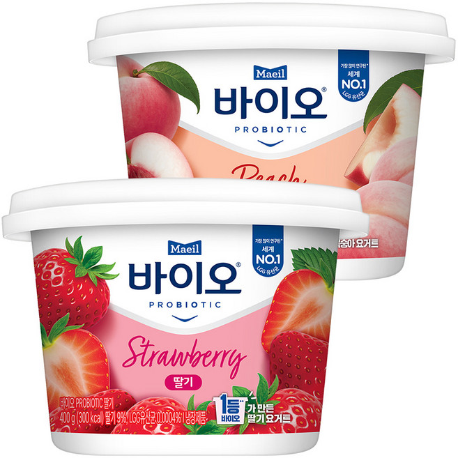 매일 바이오 PROBIOTIC 딸기+복숭아 각 1입, 2개, 400g