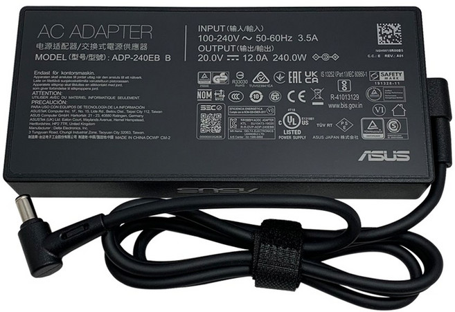 ASUS 정품 노트북 충전기 젠북 프로 듀오 UX582ZM-H2043W 호환 20V 12A 240W (6.0x3.0mm) 전원 어댑터 + 케이블, 아수스 240W + PC 케이블, 1개