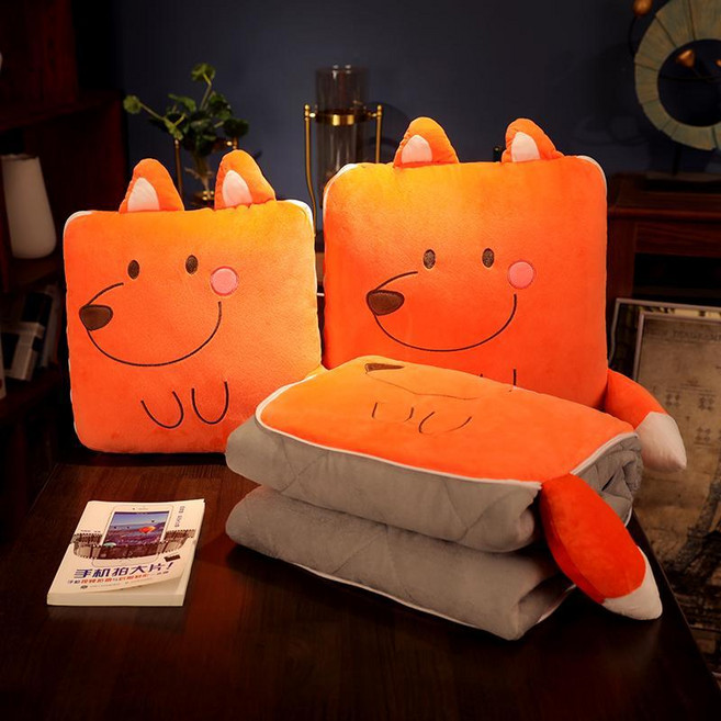 베개 퀼트 듀얼 목적 사무실 낮잠 작은 베개 자동차 담요 자동차 접이식 여름 귀여운, 면화45cm이불1.5*1.8M, Xiaoli