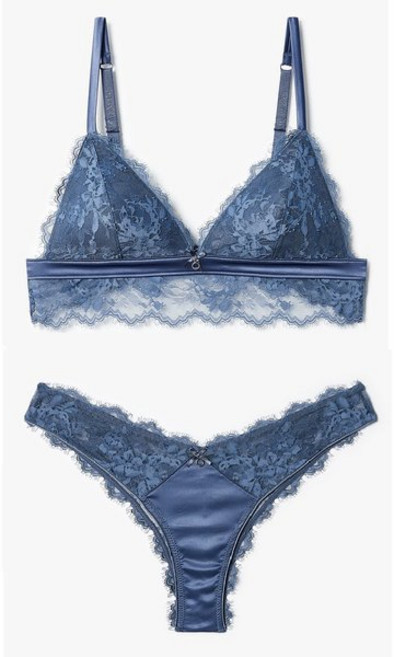 매장정품 EMPORIO ARMANI UNDERWEAR 엠포리오 아르마니 언더웨어 여성 플라워 레이스 패디드 트라이앵글 브라&브라질리언 브리프 세트(0825381517 08253