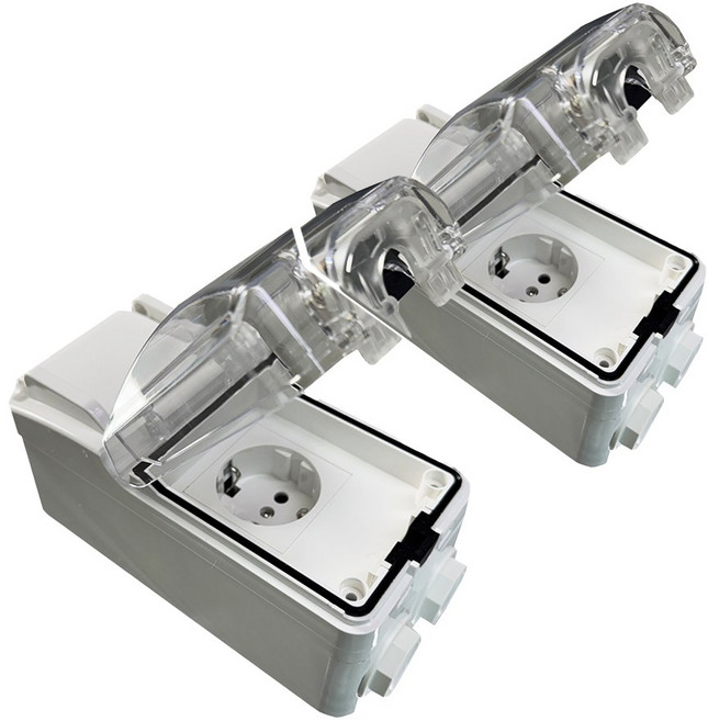 (하이 쿠팡) 외부 방수 스위치 및 전원 콘센트 다용도 루프탑 HI-C 2, 2개, 7.(1+1) 방수_원버튼 1구 노출콘센트, 화이트, 82mm