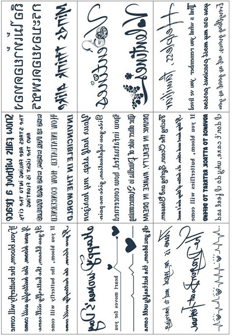 (9장세트)RT01 반영구 리얼 타투스티커 안지워지는 레터링 문신 글씨 방수타투, 9장세트, 1세트, 혼합