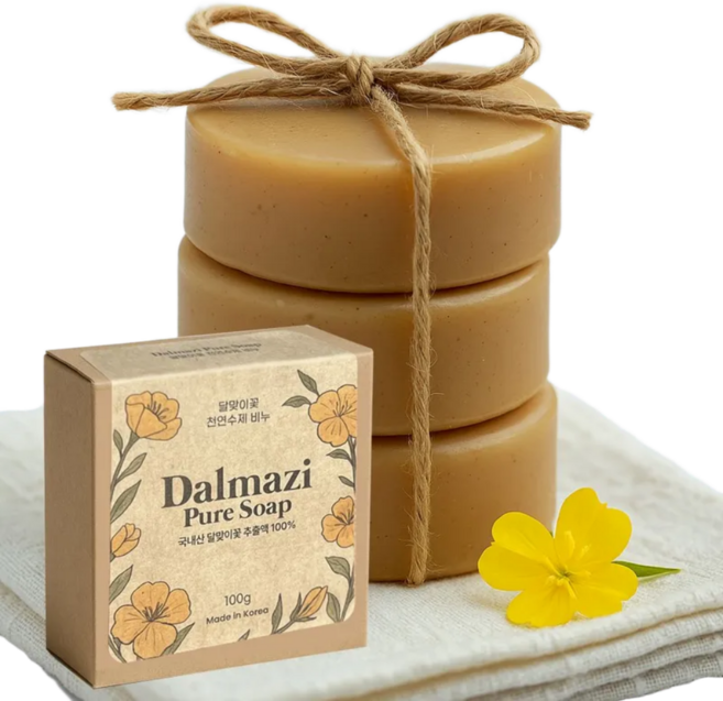 달마지 달맞이꽃 추출액 100% 천연 약산성 수제 비누, 3개입, 100g
