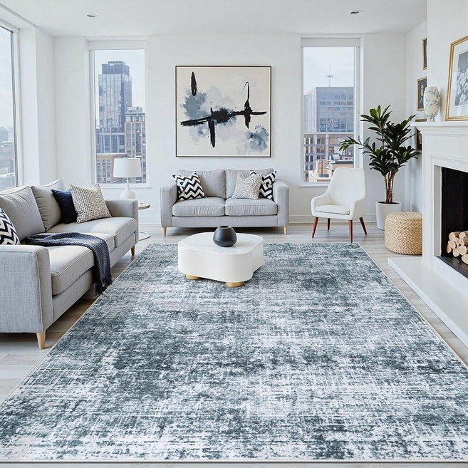 9x12 Area Rugs Washable Rug:Anti-Skid Abstract Modern Living Room Rug Soft Thin Carpets Indoor Flo