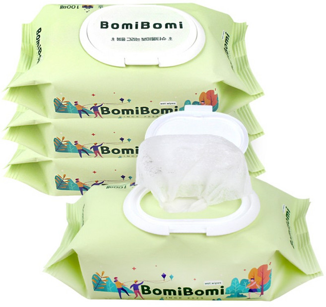 보미 물티슈 / 도톰한 아기 물티슈, 36g, 100개입, 4개