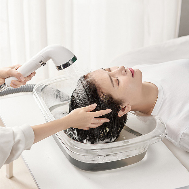 미니플 머리감는 임산부 환자 샴푸 대야, 투명, 1개