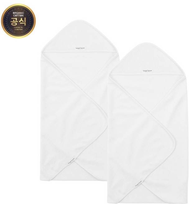 도담도담오가닉 무형광 신생아 전용 속싸개 겸용 목욕가운 겉싸개 1+1 (화이트)