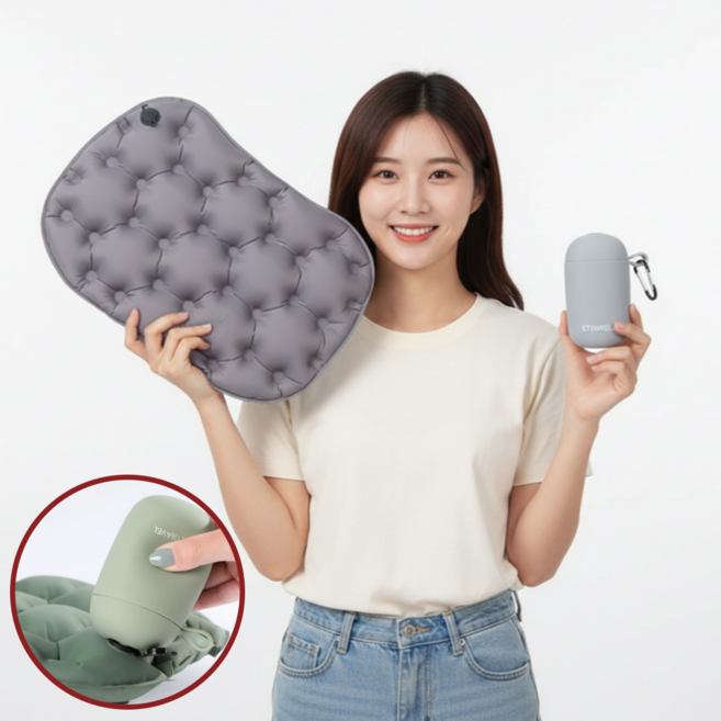 나나홈즈 초경량 에어 쿠션 의자 휴대용 등산 캠핑 접이식 방석 매트, 퍼플